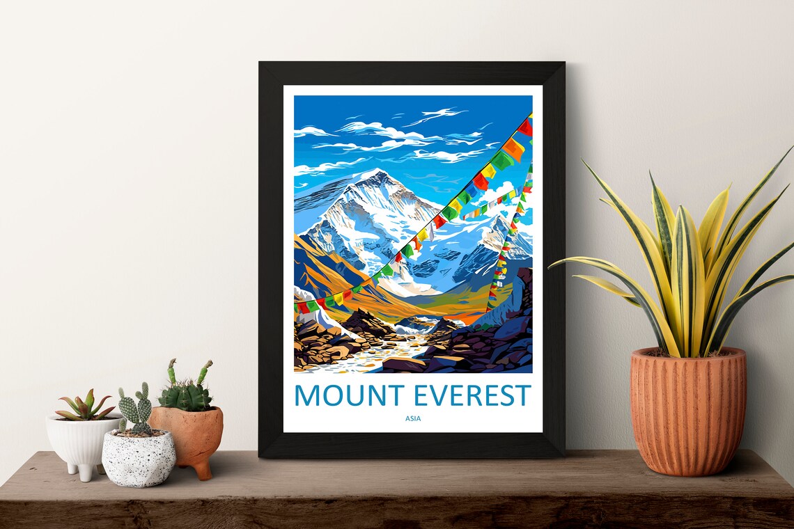 Mount Everest Travel Poster, Asia Wall Art Print - Image 3
