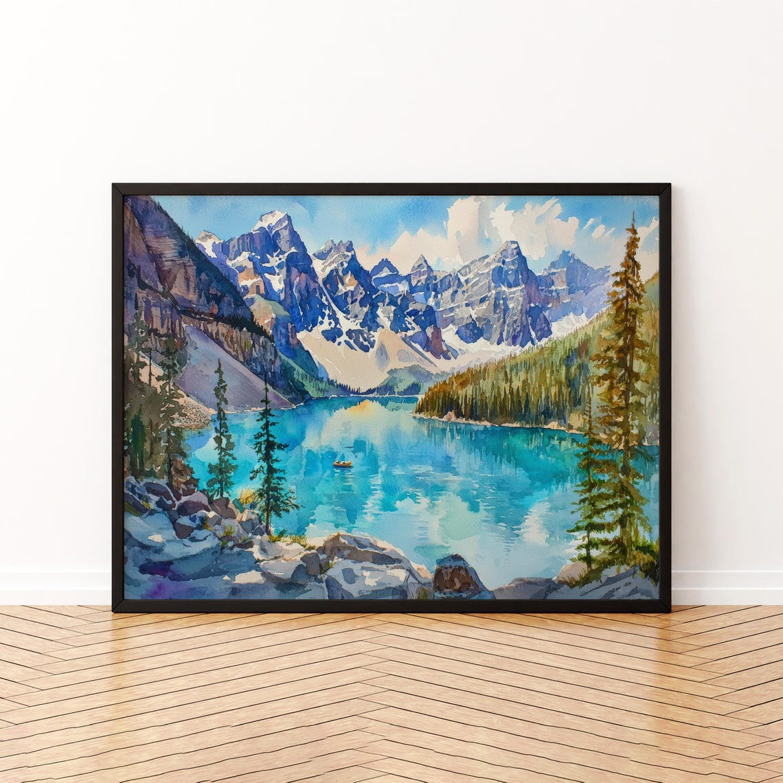 Banff Watercolor Poster Landscape Wall Art Hanging Home Dcor Gift Lovers Canada