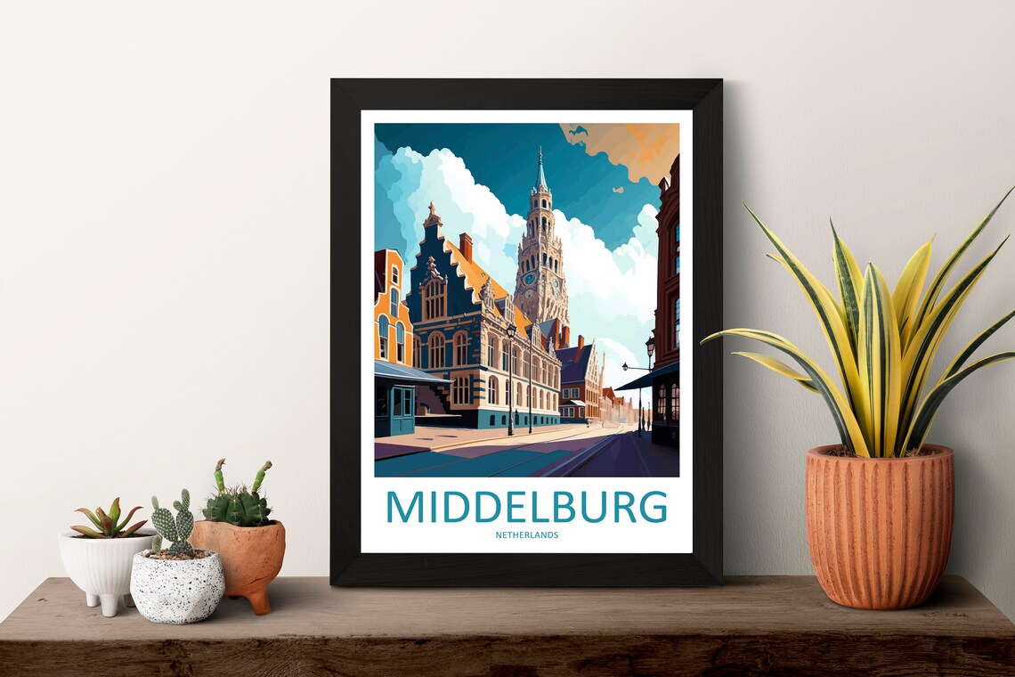 Middelburg Netherlands Historic Old Town Retro Style Travel Poster - Image 3