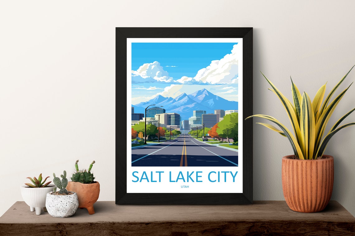 Salt Lake City Travel Print Wall Art Salt Lake City Wall Hanging Home Dcor Salt Lake City Gift Art Lovers Utah Art Lover Gift Travel Poster - Image 3