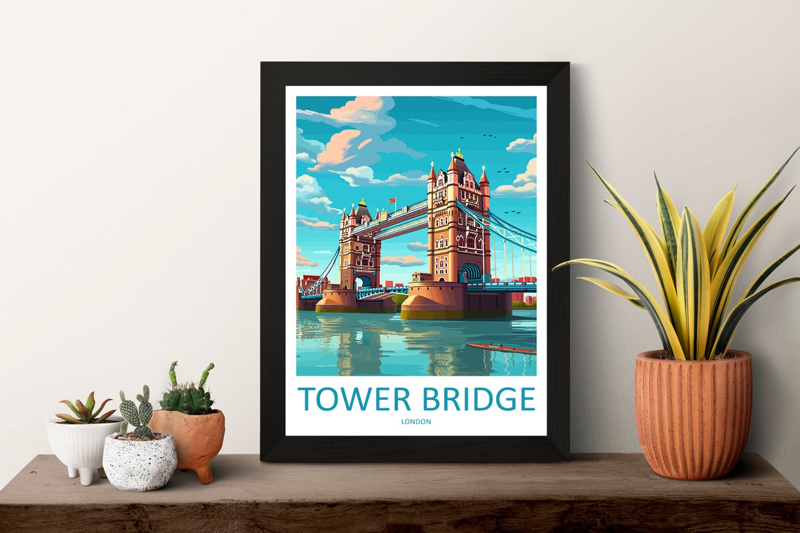 Iconic London Tower Bridge Over the Thames River Travel Poster - Image 3