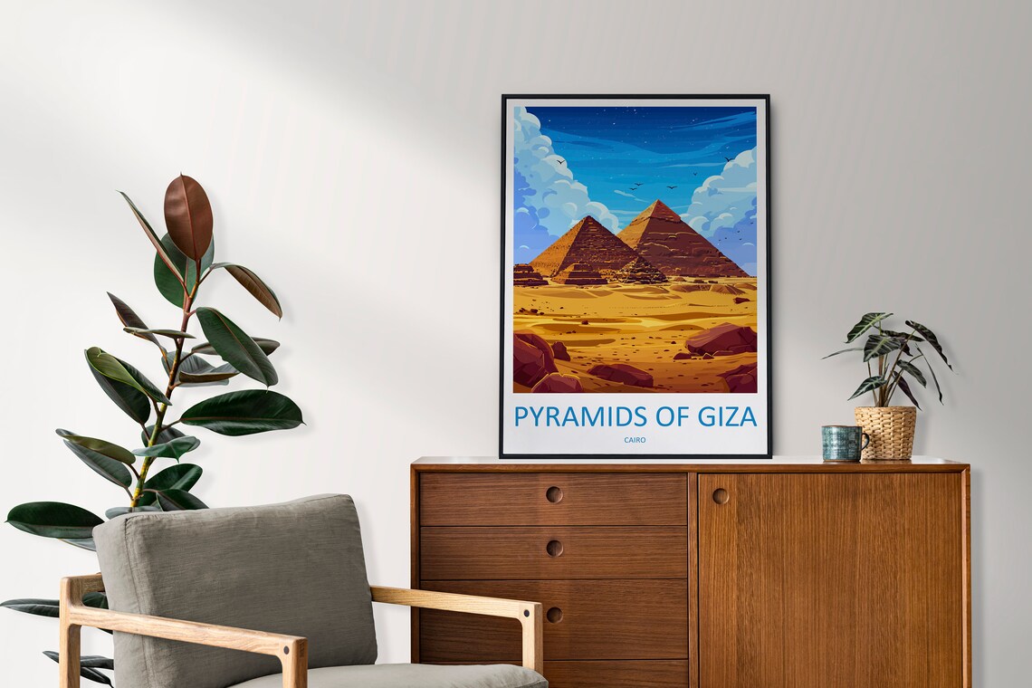 Pyramids of Giza Cairo Egypt Desert Golden Sunrise Travel Poster - Image 2