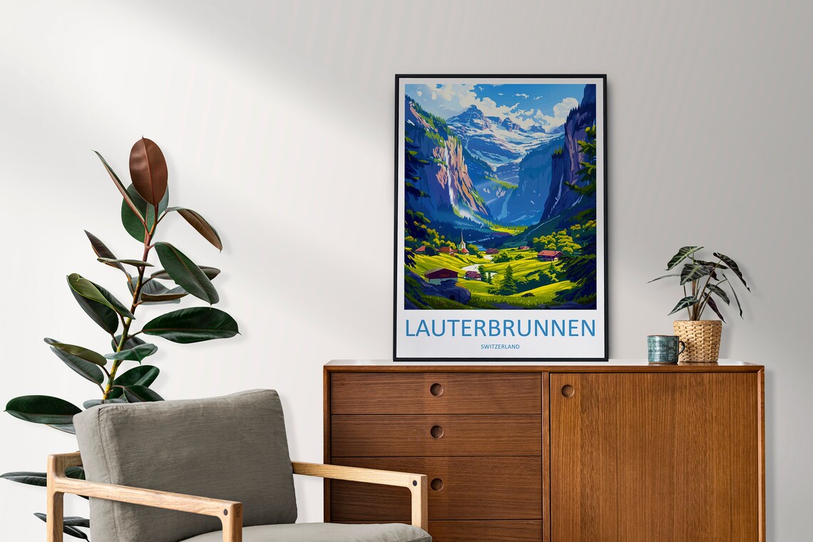Lauterbrunnen Travel Poster, Switzerland Wall Art - Image 2
