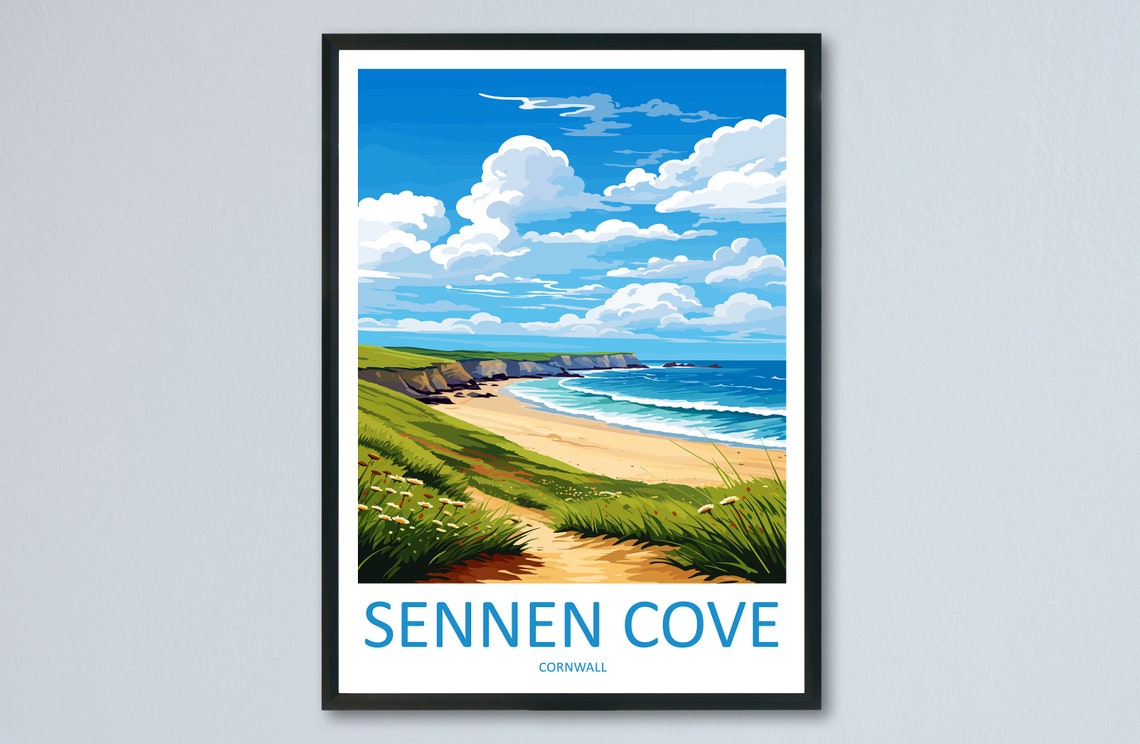 Sennen Cove Cornwall Vintage Coastal Beach Travel Poster Artwork