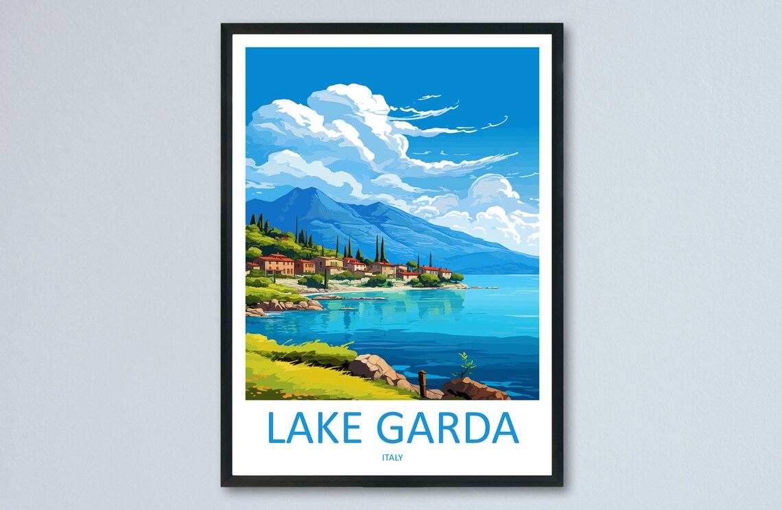 Lake Garda Travel Poster, Lake and Place Print