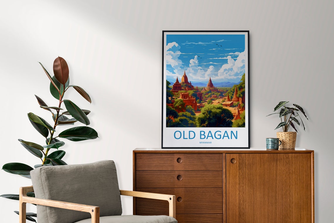 Old Bagan Myanmar Ancient Temples Plains Jungle Travel Poster - Image 2