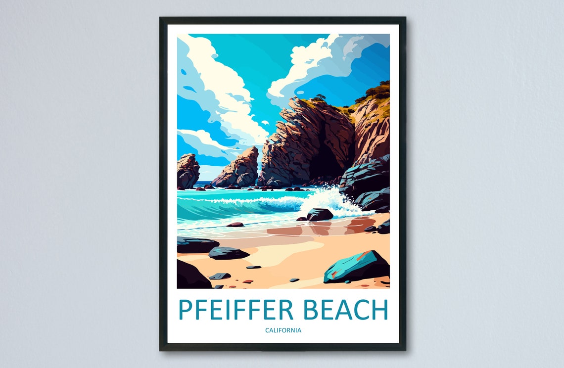 Pfeiffer Beach California Rocky Cove Poster with Turquoise Waves