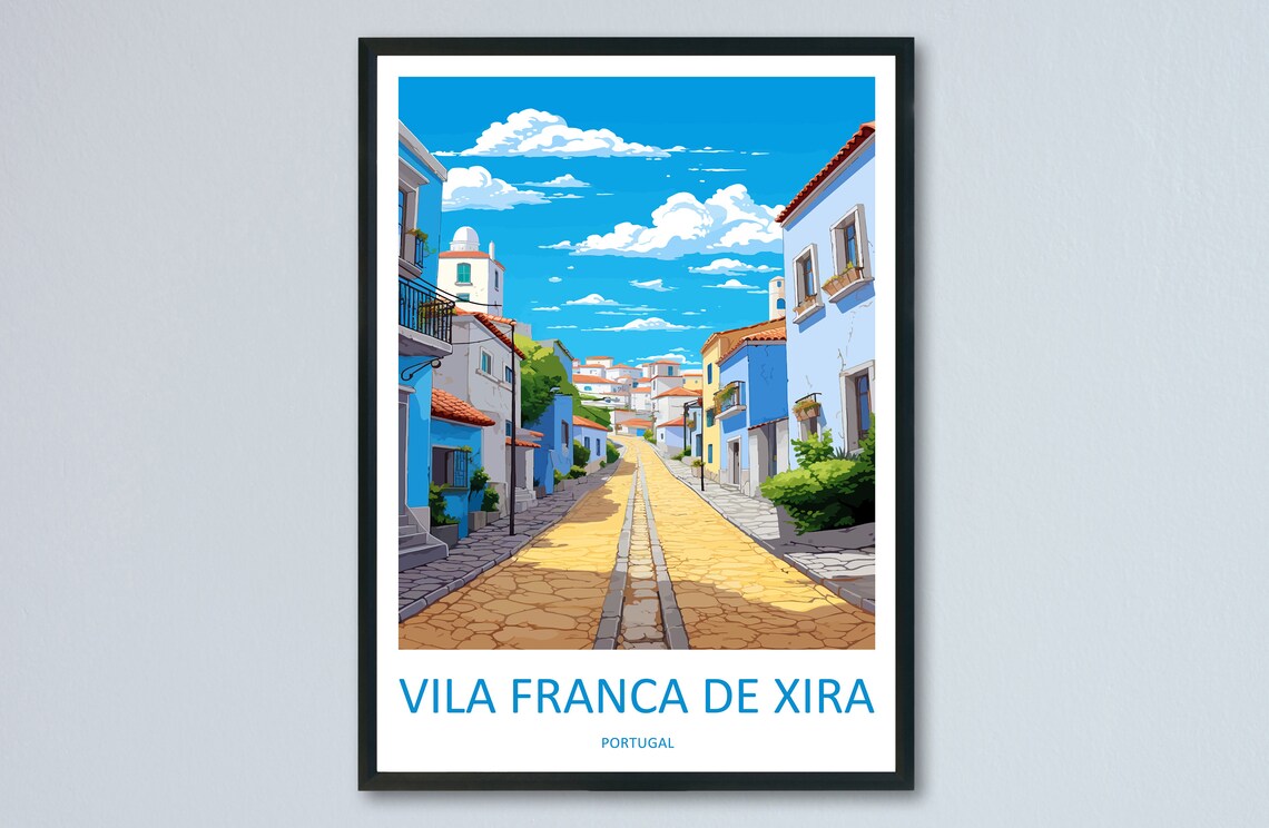 Vila Franca De Xira Portugal Cobblestone Street Houses Poster