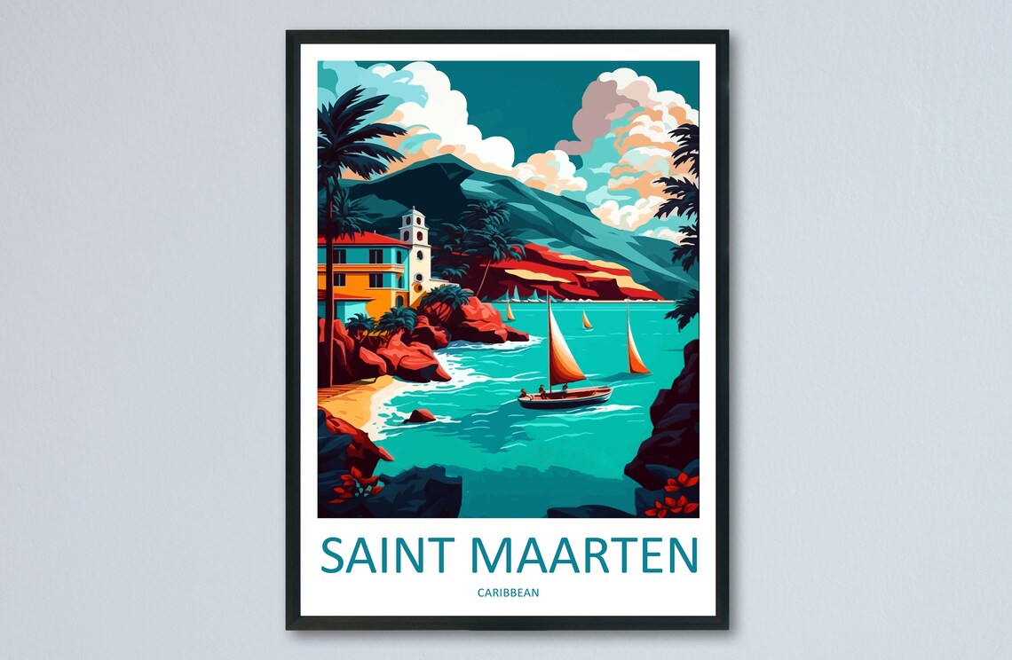 Saint Maarten Travel Print, Caribbean Wall Art
