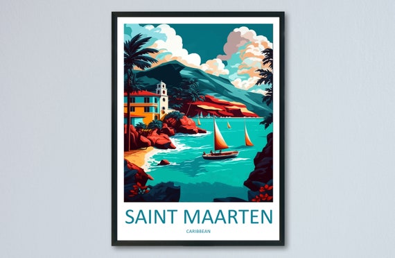 Saint Maarten Travel Print, Caribbean Wall Art