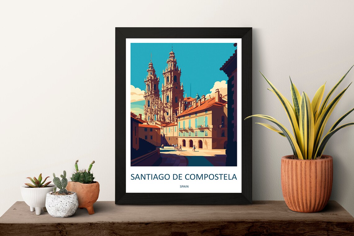 Santiago De Compostela Travel Poster, Spain Wall Art - Image 3