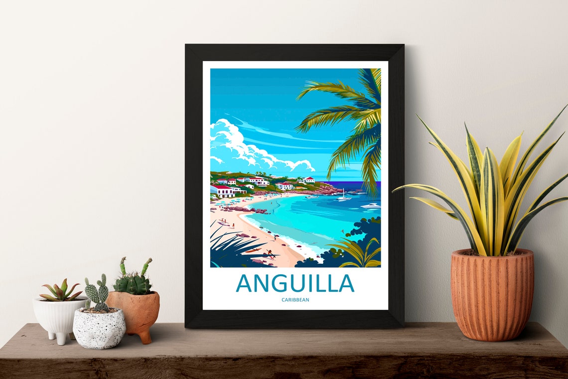Anguilla Caribbean White Sand Turquoise Bay Palm View Poster - Image 3
