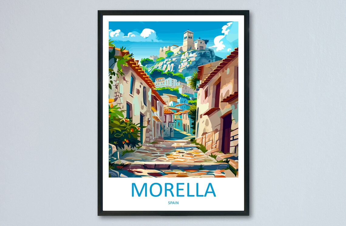 Morella Spain Medieval Hilltop Old Town Cobblestone Street Poster