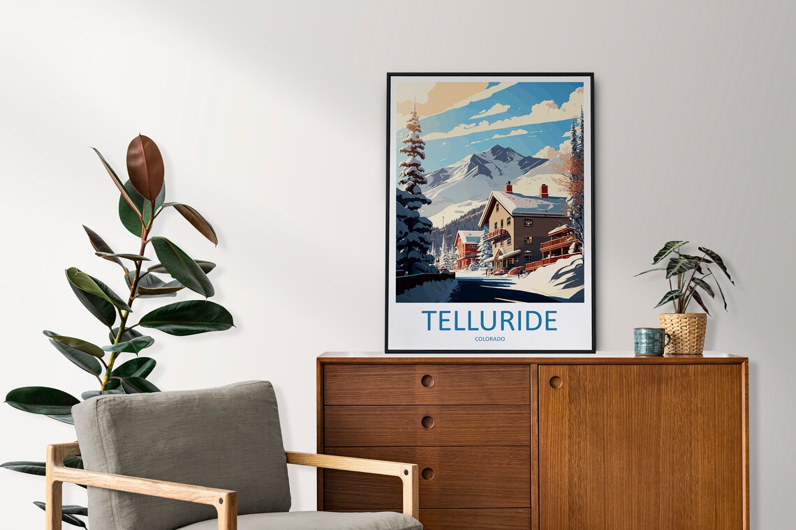 Telluride Colorado Snowy Mountain Town Ski Travel Poster Scene - Image 2
