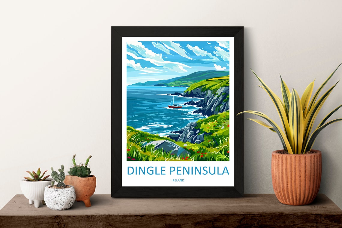 Dingle Peninsula Ireland Green Sea Cliffs Wildflowers Travel Poster - Image 3