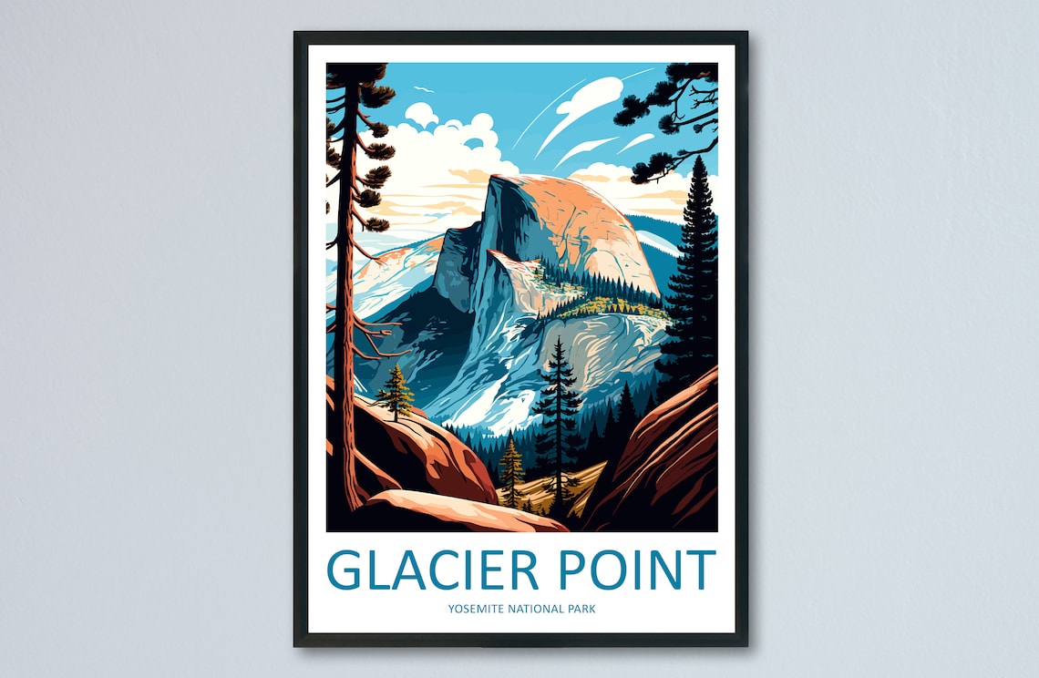 Yosemite Glacier Point Travel Poster, California Landscape