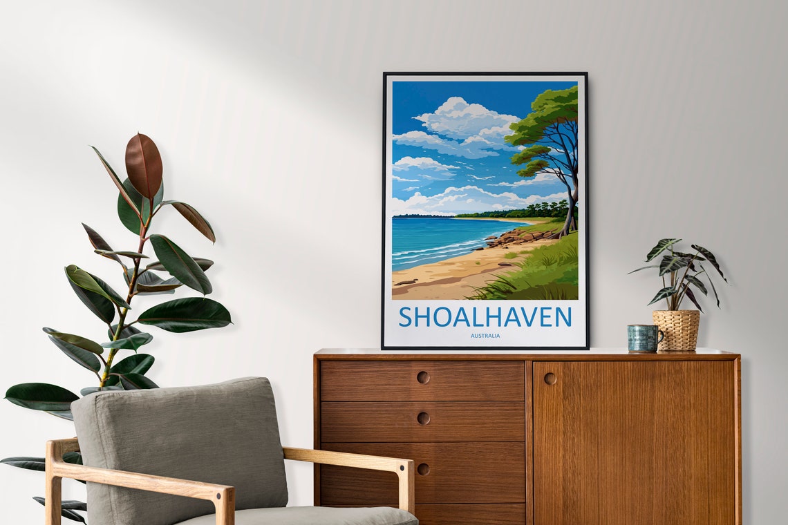 Sunny Shoalhaven Beach Cove Coastline Australia Travel Poster - Image 2