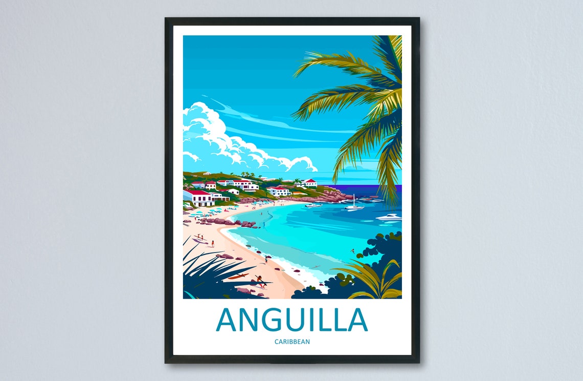 Anguilla Caribbean White Sand Turquoise Bay Palm View Poster