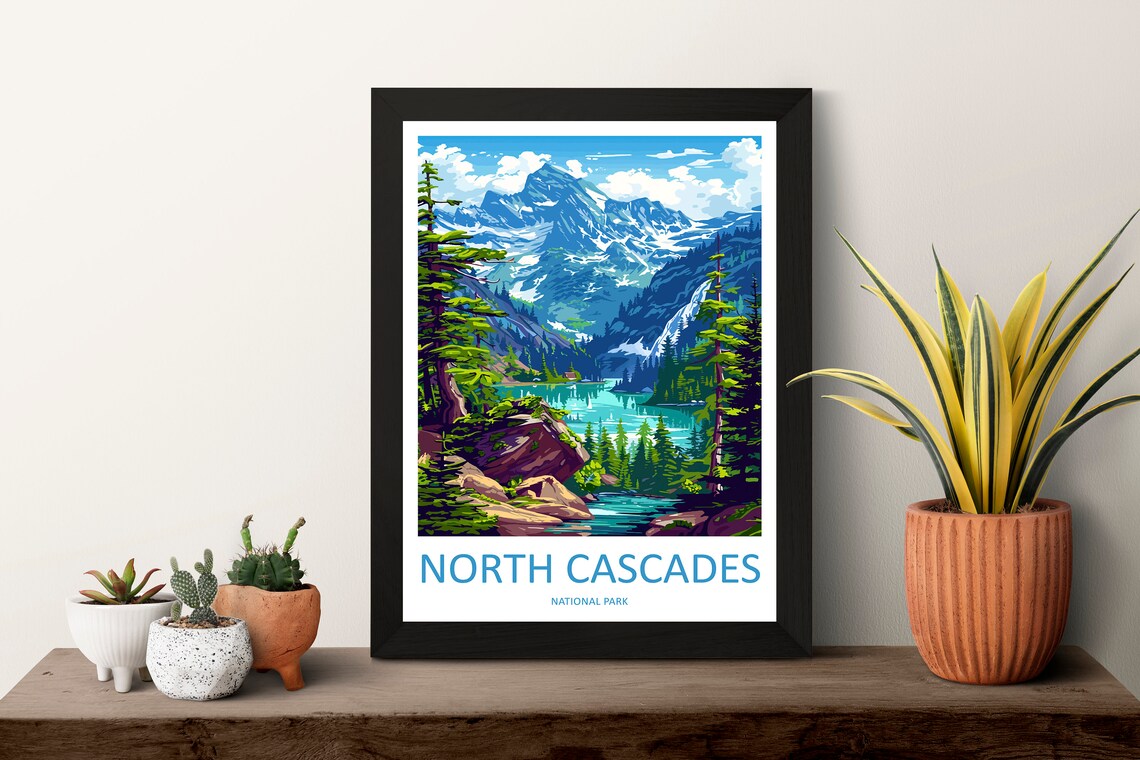 North Cascades Alpine Lake Snowy Peaks Washington National Park Poster - Image 2