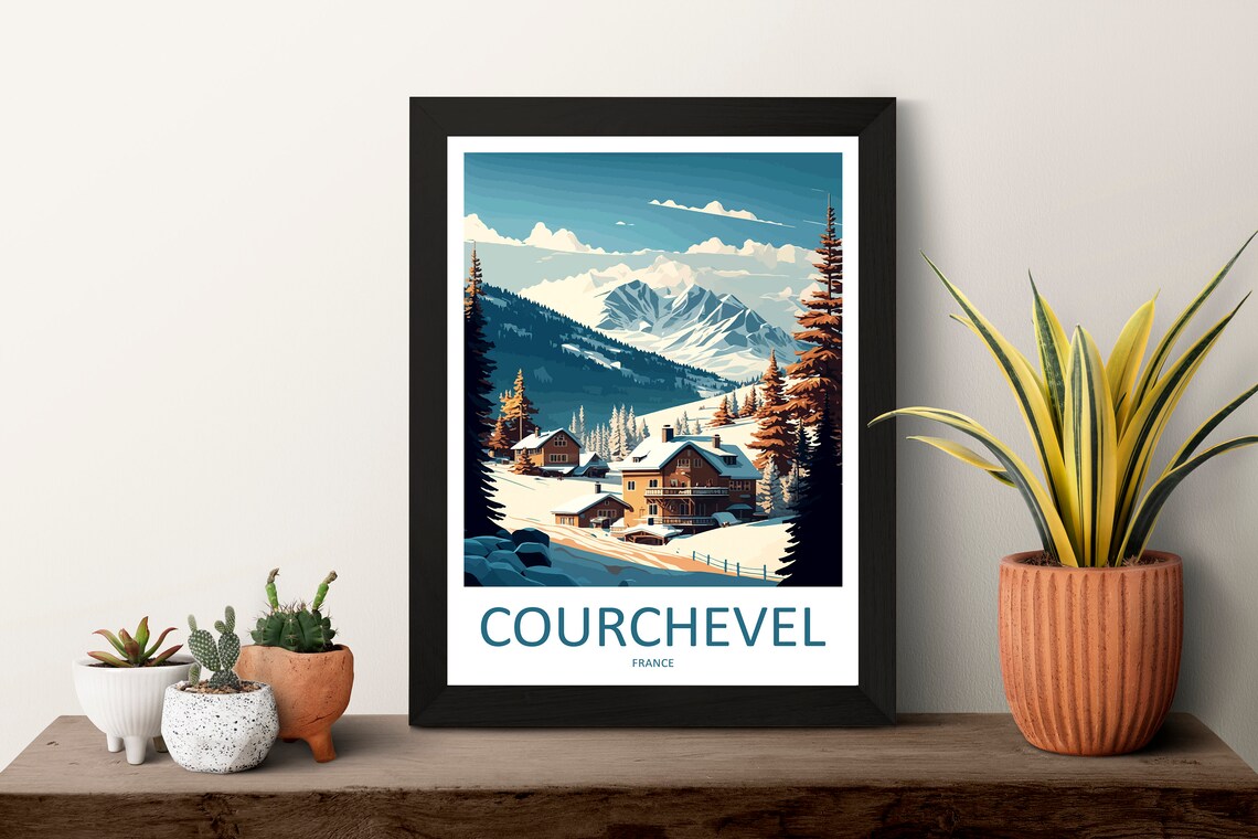 Courchevel Travel Poster, Skiing Home Decor - Image 3