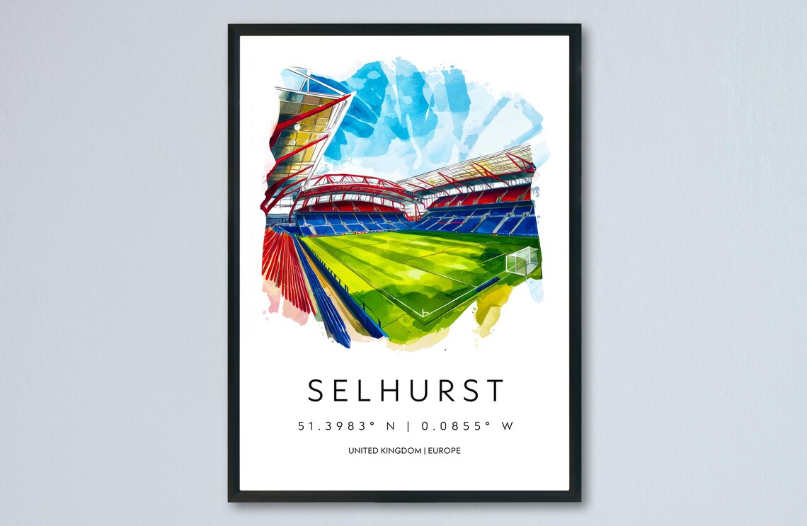 Selhurst Park Stadium Watercolor Sports Poster Crystal Palace FC
