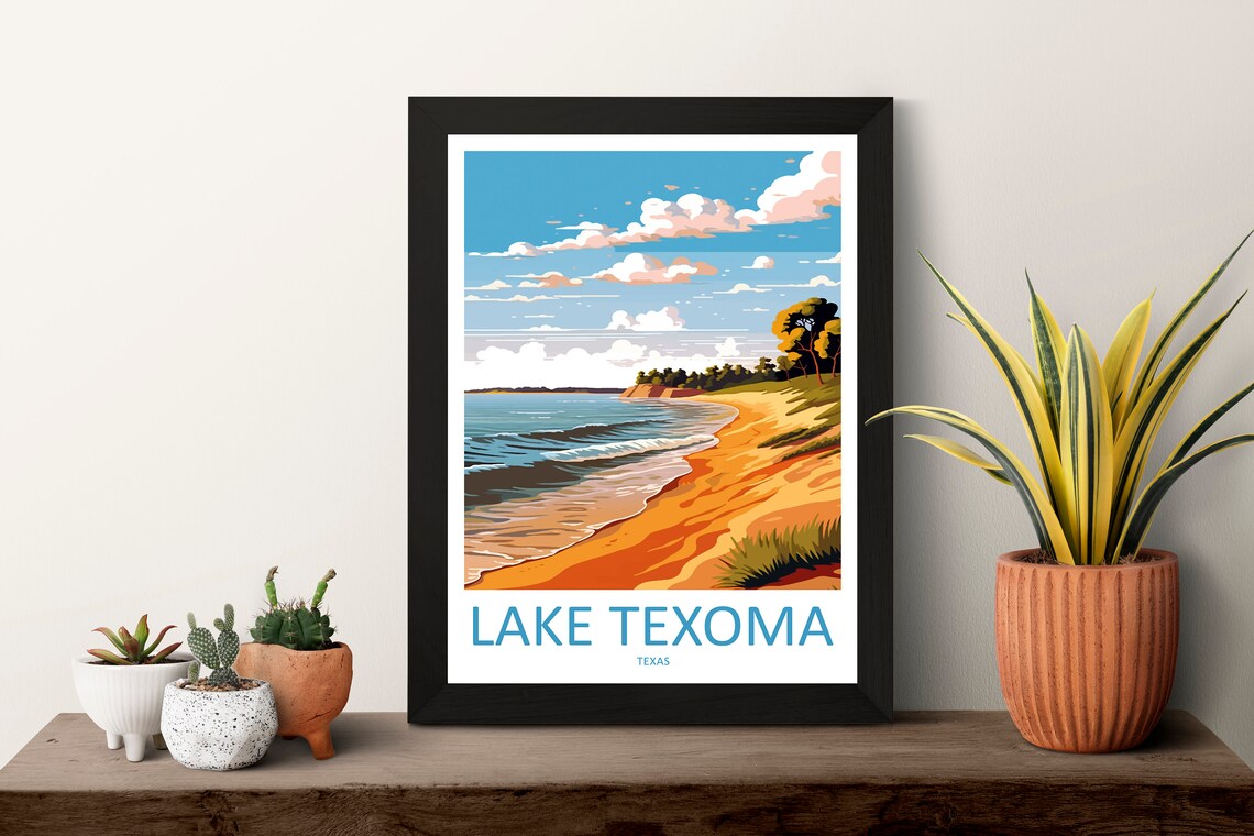 Lake Texoma Texas Golden Sandy Beach Shoreline Waves Travel Poster - Image 3