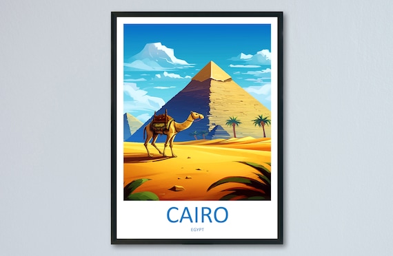 Cairo Travel Print, Great Pyramids Of Giza