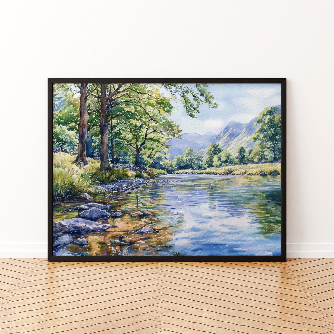 Borrowdale Lake District England Watercolor Poster Green River Valley Hills