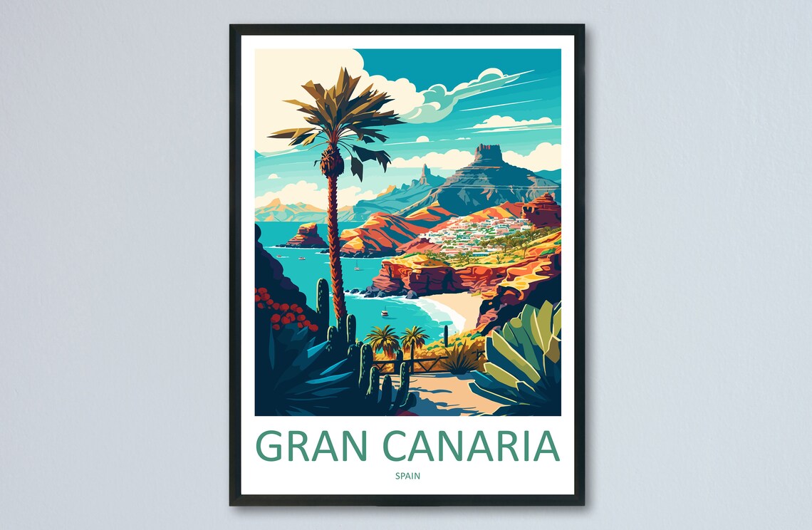 Gran Canaria Travel Poster, Spain Place Print