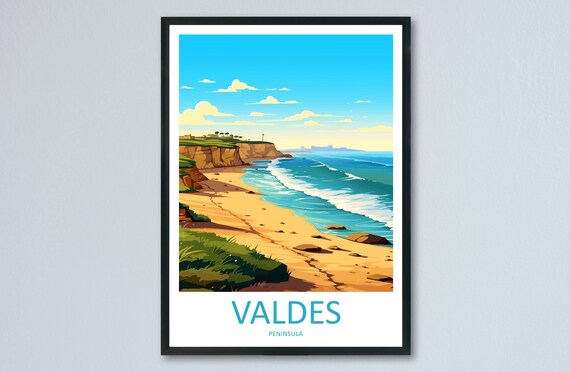 Valdes Peninsula Sandy Beach Turquoise Surf Travel Art Poster