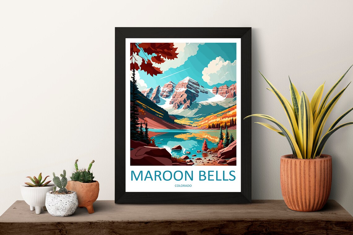 Maroon Bells Travel Poster, Colorado Wall Art - Image 3