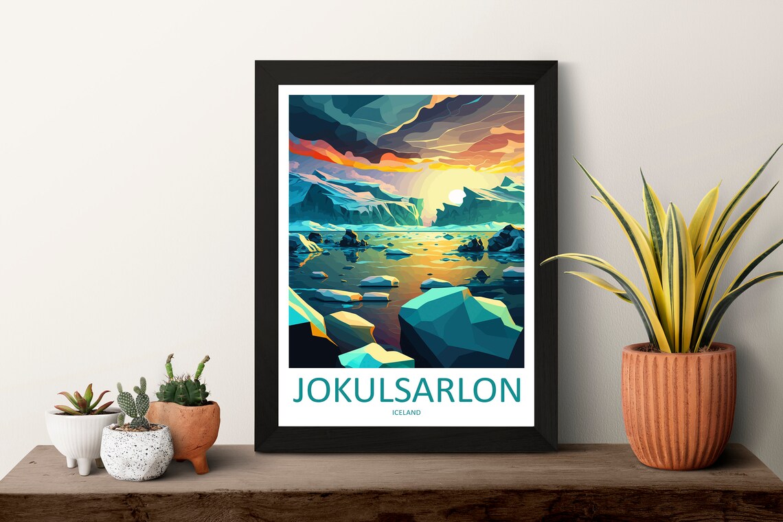 Jokulsarlon Travel Poster, Iceland Place Print - Image 3