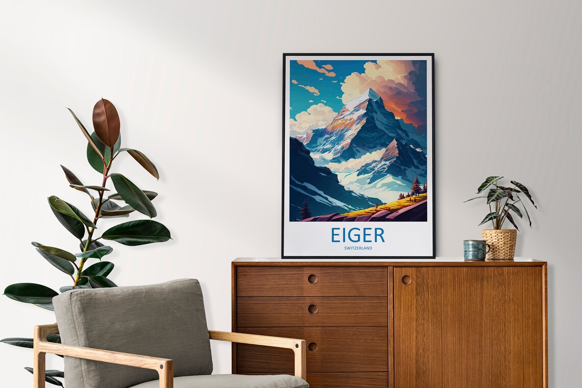 Eiger Travel Poster, Switzerland Mountain View - Image 2