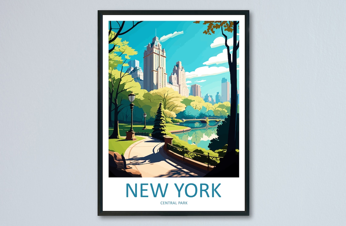 Central Park New York Travel Poster, USA