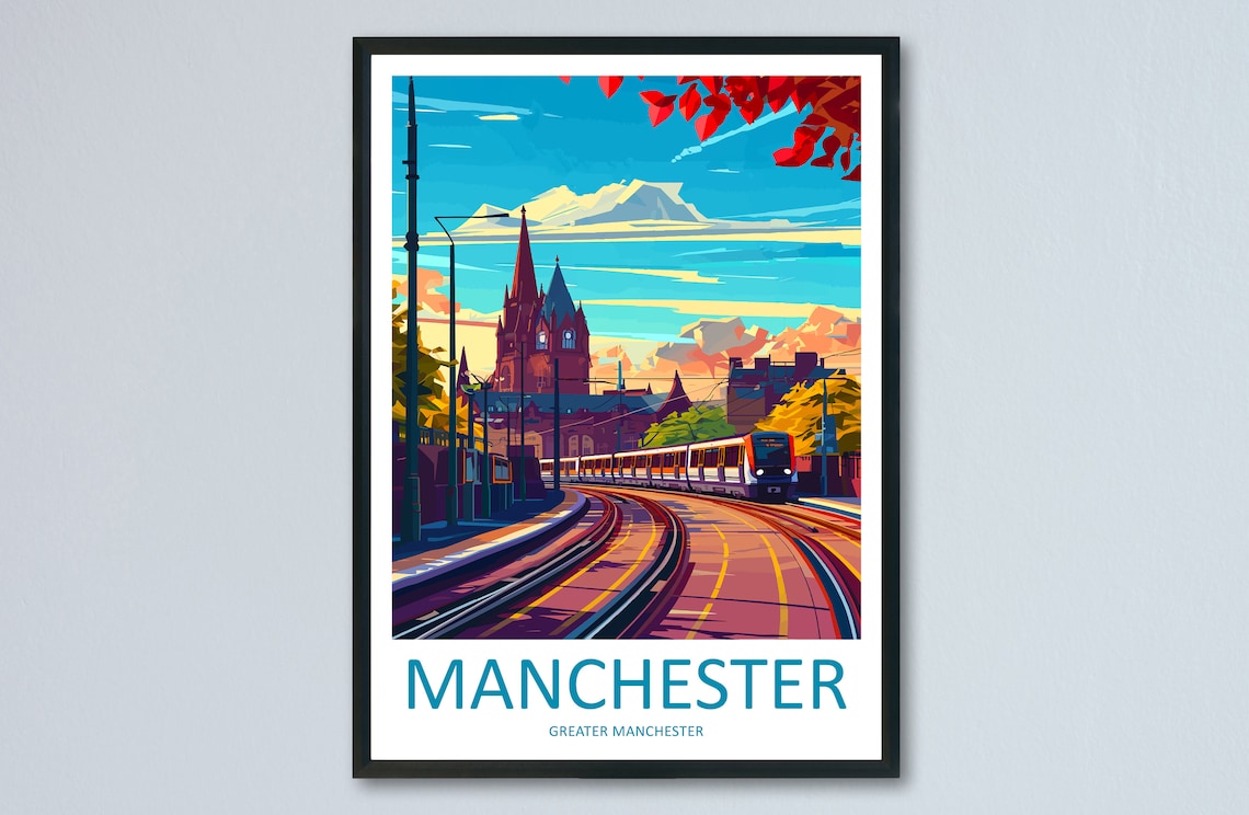 Manchester Travel Poster, England Wall Art Print