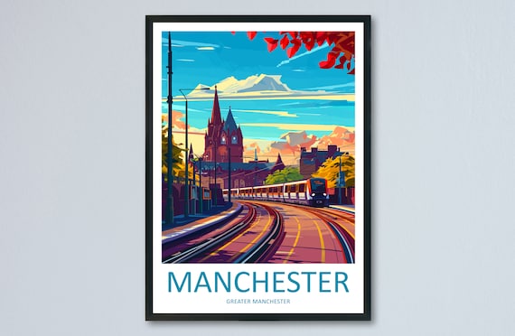 Manchester Travel Poster, England Wall Art Print