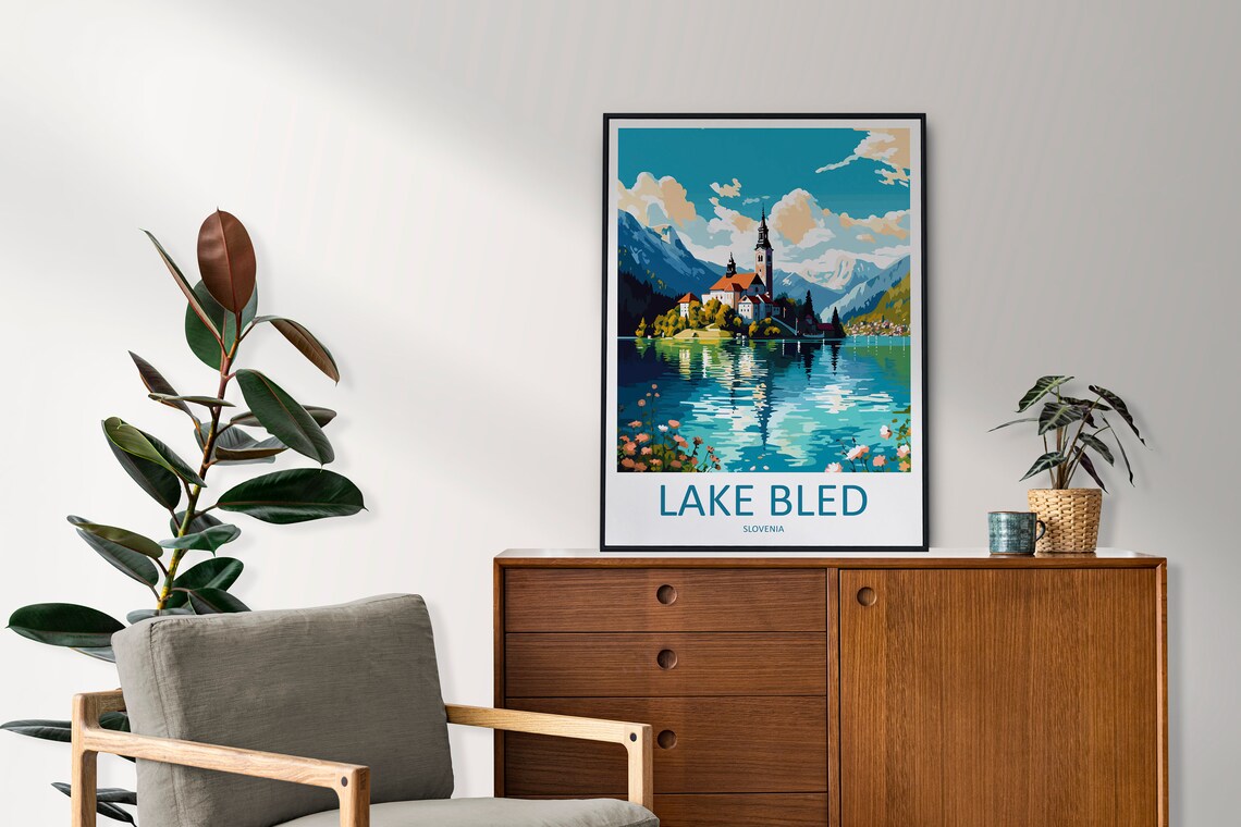 Lake Bled Travel Print, Slovenia Landscape Art - Image 2