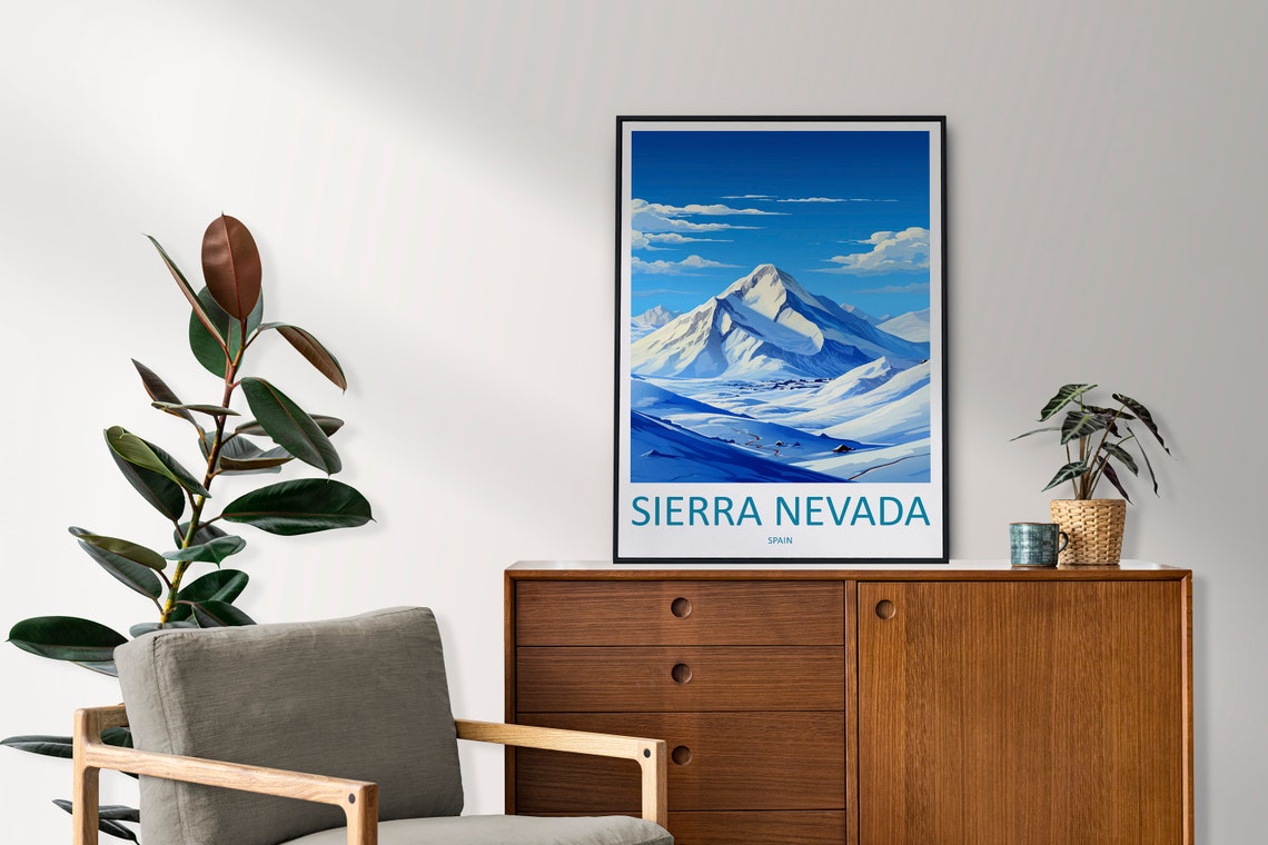 Sierra Nevada Snowcapped Peak Winter Mountains Spain Travel Poster - Image 2