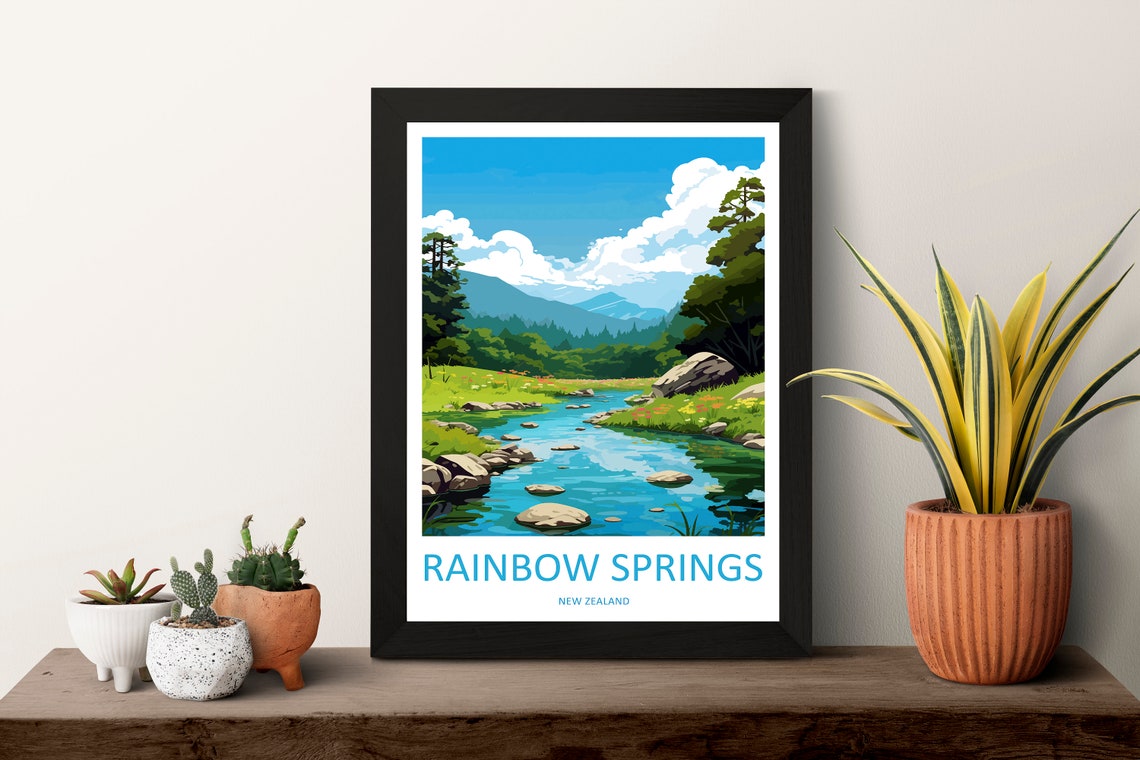 Rainbow Springs New Zealand Clear Spring Stream Over Stones Poster - Image 3
