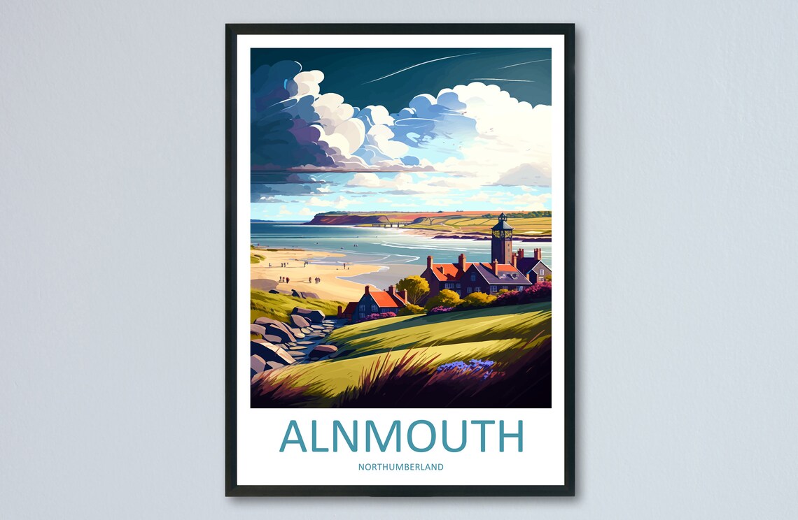 Alnmouth Northumberland Beach Village Classic Vintage Travel Poster
