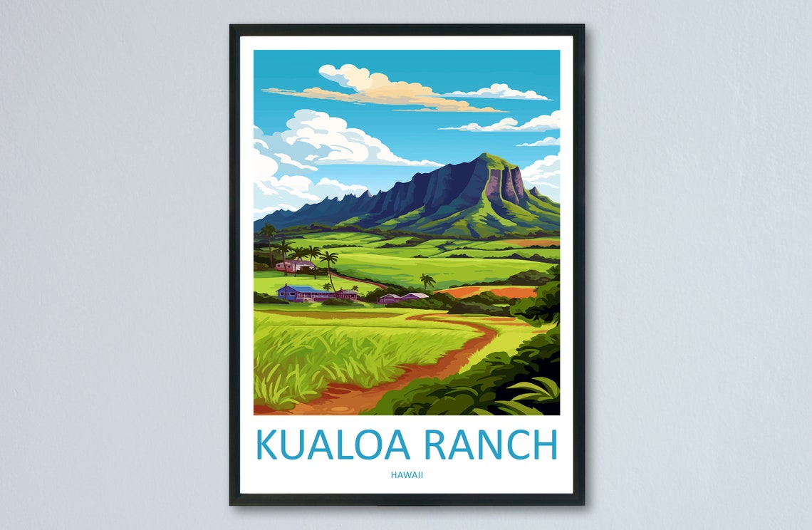 Kualoa Ranch Hawaii Green Valley Dramatic Ridge Poster Bottom Text