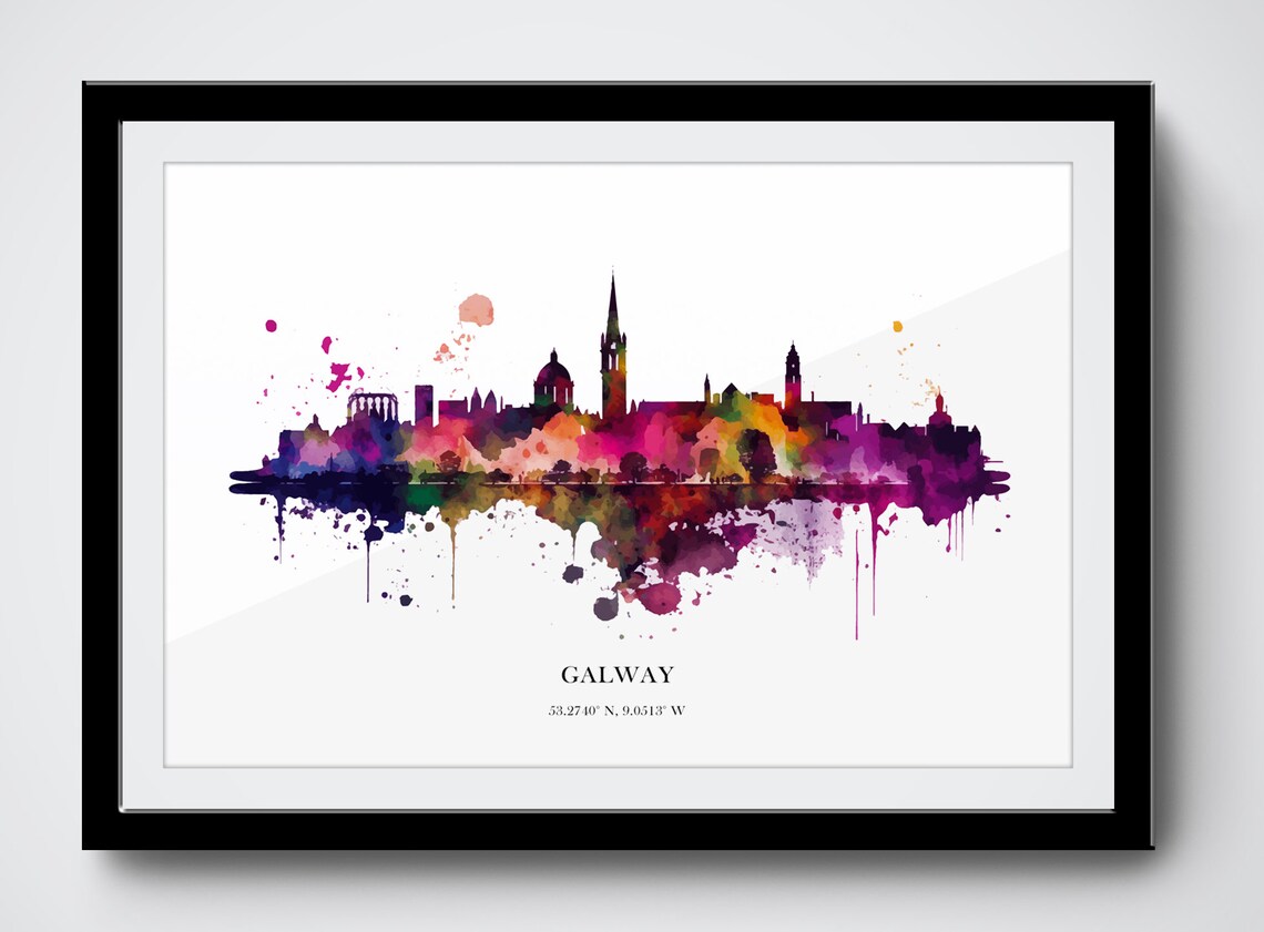 Galway Watercolour Skyline Art Print, Ireland - Image 3