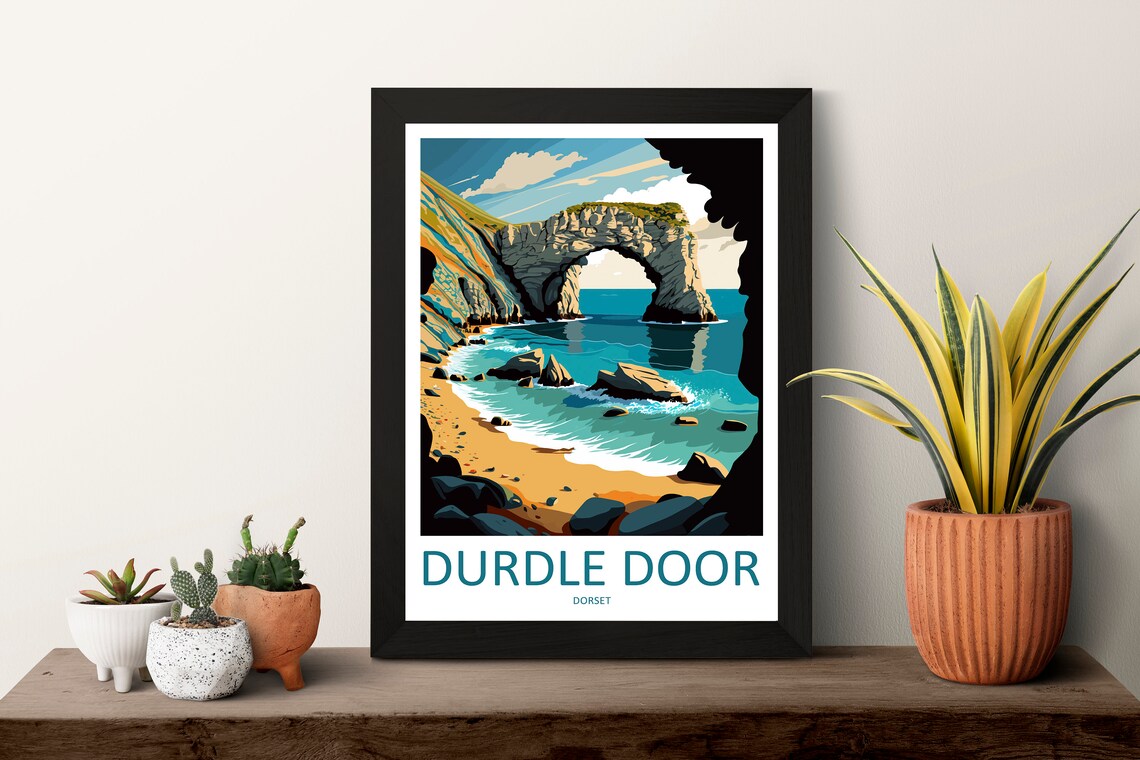 Durdle Door Travel Poster, England Wall Art - Image 3