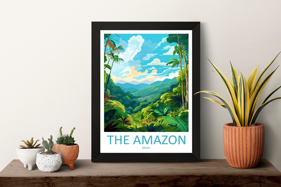 The Amazon Rainforest Lush Jungle Mountain Valley Brazil Travel Poster - Image 3