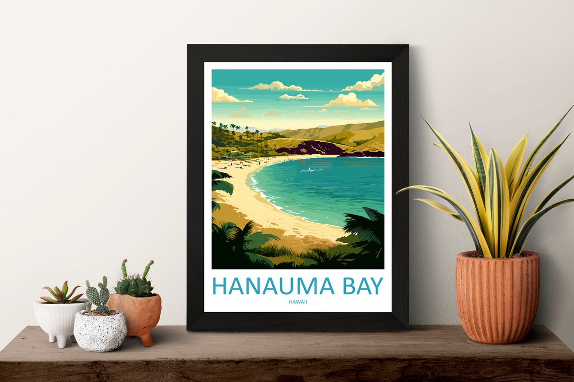 Hanauma Bay Hawaii Curved Beach Cove Turquoise Water View Poster - Image 3