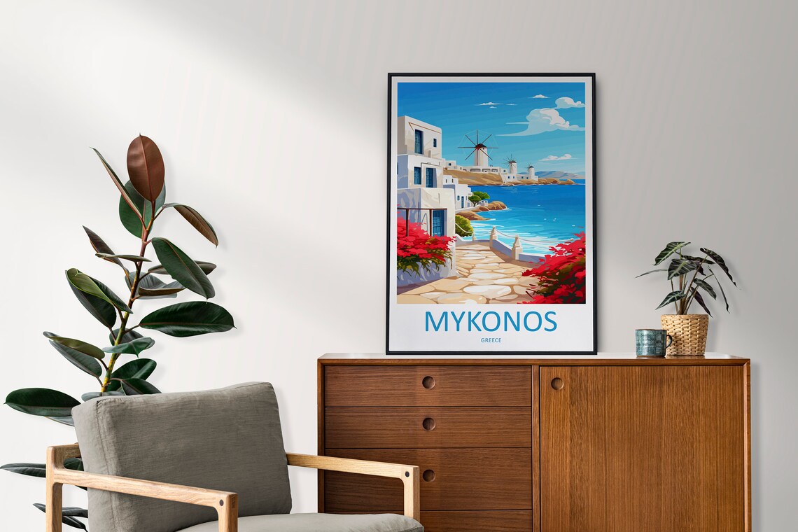 Mykonos Travel Print, Greece Wall Poster - Image 2