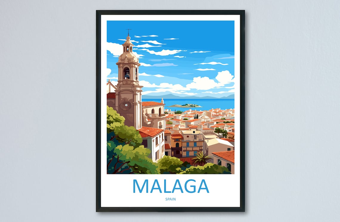 Malaga Travel Poster, Spain Decor Art Print
