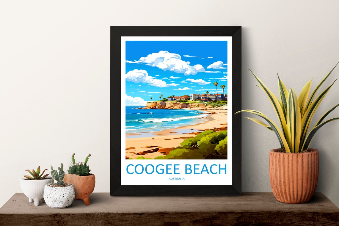 Coogee Beach Australia Sand Cliffs Surf Waves Shore View Poster - Image 3