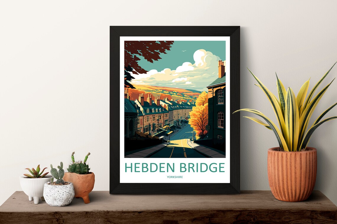 Hebden Bridge Travel Poster, England Wall Decor - Image 3
