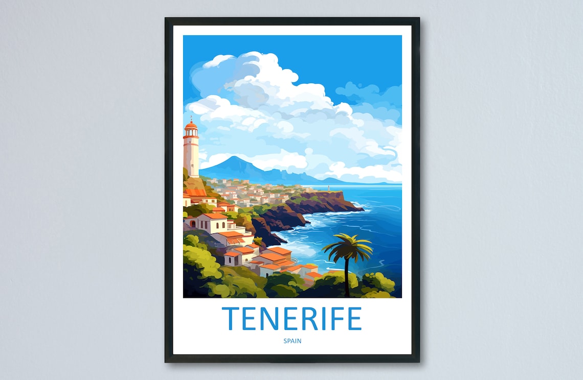Tenerife Travel Poster, Spain Wall Art for Home